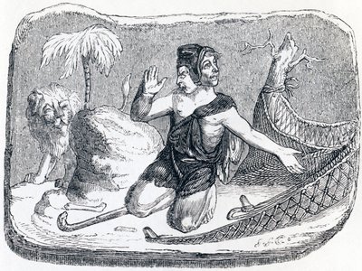 El pastor y el león - Fábulas de La Fontaine de Grandville