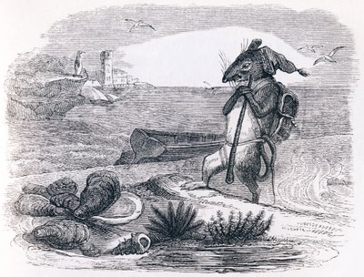 La rata y la ostra - Fábulas de La Fontaine de Grandville
