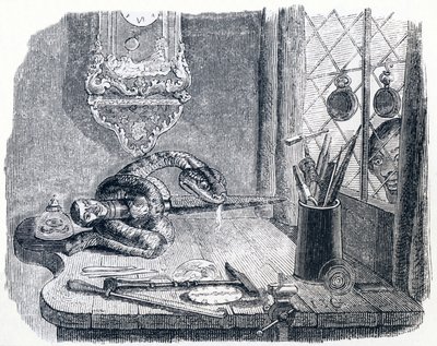 La serpiente y la lima - Fábulas de La Fontaine de Grandville