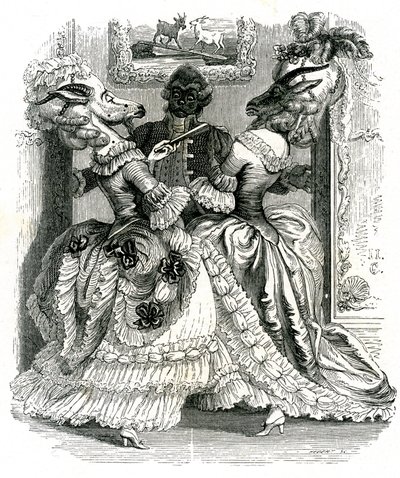 Las dos cabras: La fábula de La Fontaine de Grandville (1803 47)