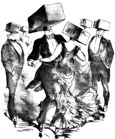 Ilustración sin firma para la partitura musical de una obra de Emile Fischer titulada "Polka des hamteaux", finales del siglo XIX - principios del XX - esta composición anónima evoca tanto las invenciones del precursor Grandville como las de futuros surrea de Grandville (1803 47)