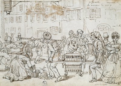 Trabajadores de Nancy, dibujo de Jean-Jacques Grandville (1803-1847), Francia de Grandville