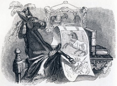 El mulo jactándose de su genealogía - Fábulas de La Fontaine de Grandville