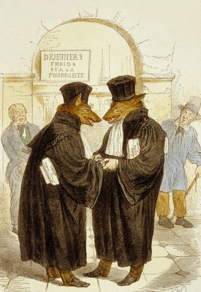 hay honor entre ladrones, de 100 Proverbios de Grandville (1803 47)