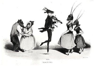 Un par de perros, de la serie Les Metamorphoses du Jour de Grandville