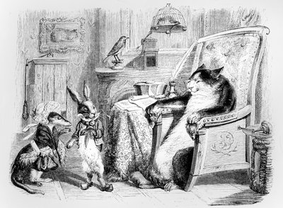 El gato, la comadreja y el pequeño conejo, ilustración para 