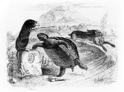 La liebre y la tortuga, ilustración para 