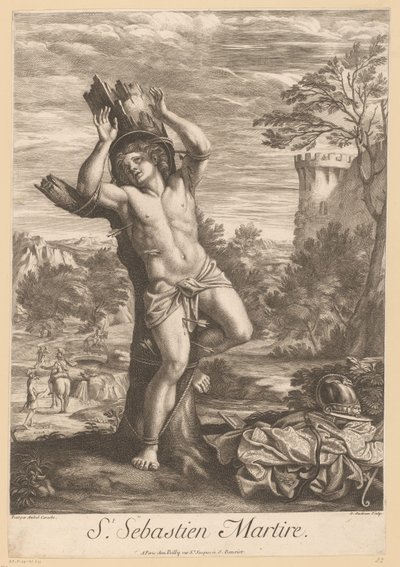 H. Sebastián St. Sebastien Martire (título sobre el objeto) de Gérard Audran