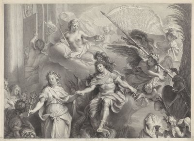Alegoría del poder de Luis XIV de Gérard Edelinck