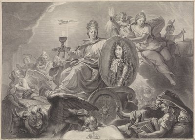 Retrato alegórico de Luis XIV, rey de Francia de Gérard Edelinck