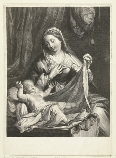 María con el Niño Jesús en el pesebre de Gérard Edelinck