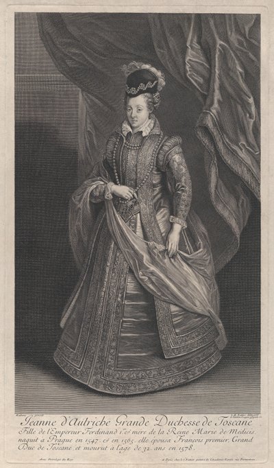 Retrato de Juana de Austria, Gran Duquesa de Toscana de Gérard Edelinck