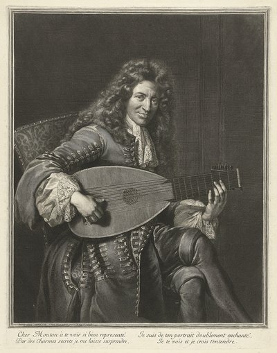 Retrato del laudista y compositor Charles Mouton, c. 1626-1710, ca. 1695 de Gérard Edelinck