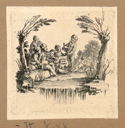 Un Grupo de Niños Bebiendo de Gravelot