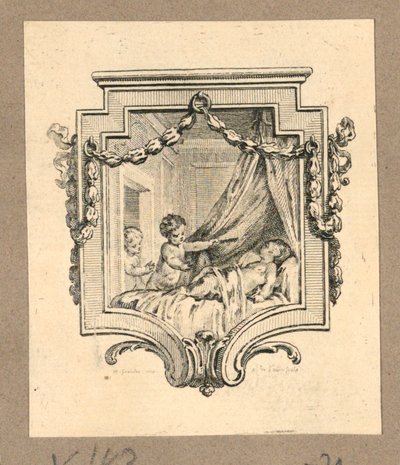 Dos Niños Observan a Uno Durmiendo en un Escudo de Gravelot