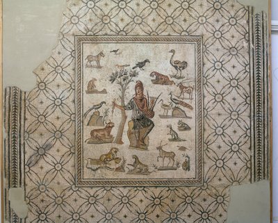 Orfeo rodeado de animales, mosaico policromado de Greco Roman Greco Roman