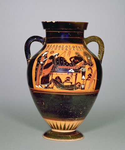 Ánfora que representa a Príamo y Aquiles, c.550 a.C. (cerámica) de Greek