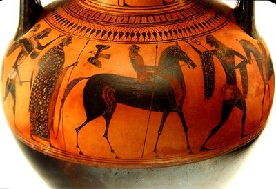 Ánfora que representa la historia de Teseo y el Minotauro, c.540 a.C. de Greek