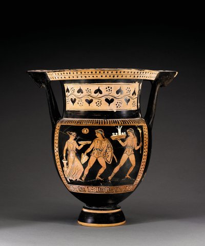 Crátera de columna de figuras rojas de Apulia, atribuida al grupo Letet, c.370-360 a.C. de Greek