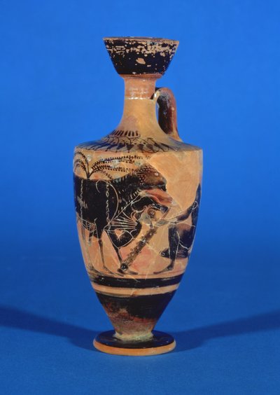Lécito de figuras negras ático que representa a Ulises escapando del cíclope, c. 530 a.C. de Greek