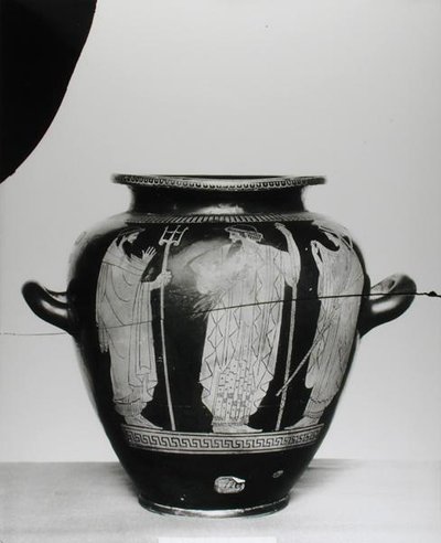 Ático de figura roja que representa a Poseidón, Zeus y Hera, 525-400 a.C. de Greek
