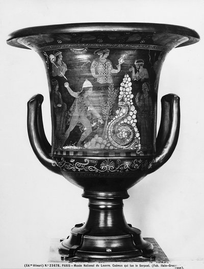 Cratera de Campana con escenas mitológicas que representan a Cadmo y la serpiente de Greek