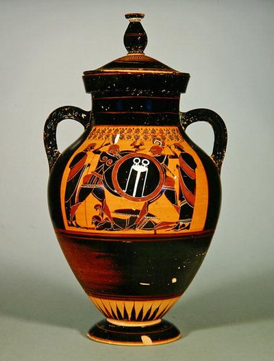 Ánfora de vientre que representa a Príamo y Aquiles, c.550 a.C. de Greek