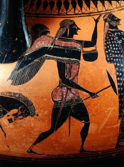 Detalle de una Ánfora que representa la historia de Teseo y el Minotauro, c.540 a.C. de Greek
