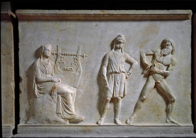 Arte griego: competencia musical entre Apolo y Marsias de Greek