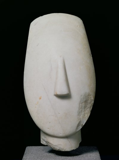 Cabeza de una mujer, fragmento de una estatua de Keros, Período Cicládico Temprano II, c.2700-2400 a.C. de Greek