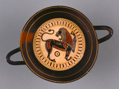 Kylix de figuras negras laconianas atribuido al pintor Hunt, c.540 a.C. (terracota) de Greek