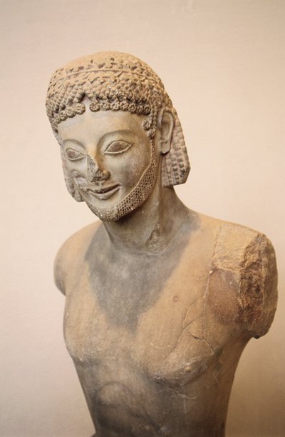 Jinete Rampin, estatua ecuestre en mármol, ca 550 a.C., civilización griega, siglo VI a.C. (detalle) de Greek