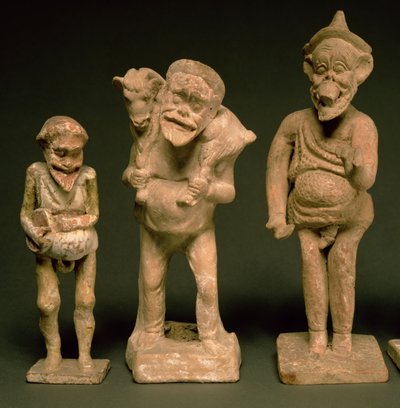 Estatuillas de actores y actrices, helenístico, c.325-50 a.C. (detalle) de Greek