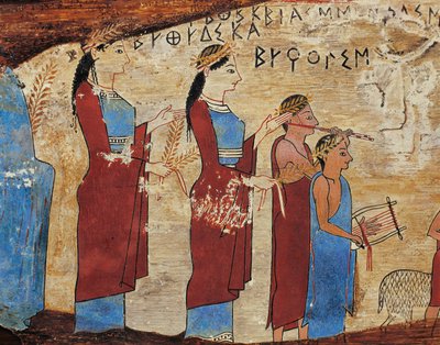 Panel votivo de la Cueva de Pitsa cerca de Sikyon (detalle) de Greek