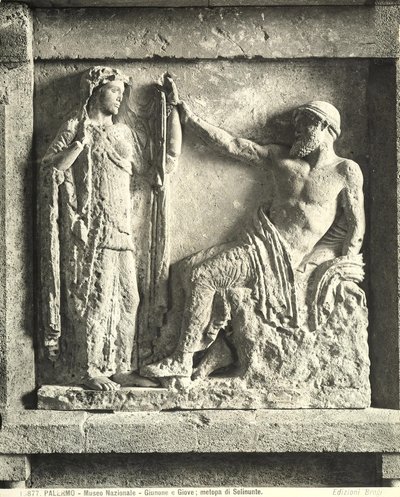Zeus y Hera, metopa del Templo E en Selinunte, Sicilia de Greek