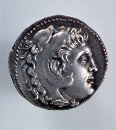 Tetradracma de Alejandro Magno mostrando la cabeza de Heracles con una piel de león de Greek School