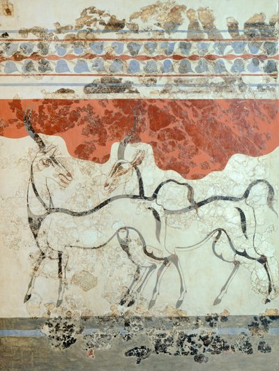 Antílopes, fresco de Akrotiri, Thera (hoy Santorini), Grecia, Civilización minoica de Greek School