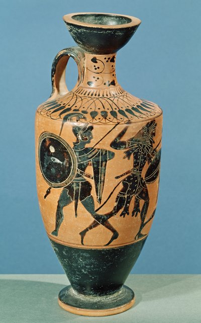 Lécito de estilo ático, que representa a Hércules y las Amazonas de Greek School