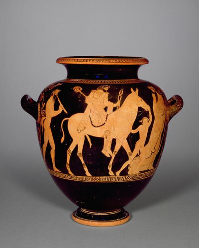 Stamnos de Figuras Rojas Ático, representando el regreso de Hefesto, del Grupo de Polignoto, c.440 a.C. de Greek School