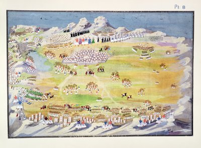 Batalla de Tripolitza y aldeas circundantes, placa 8 de Historia Pictórica de la Guerra de Independencia Griega por el General Makryjannis de Greek School