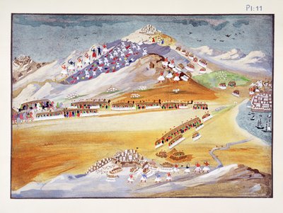 Batallas del Monte Argos y Corinto, placa 11 de Historia Pictórica de la Guerra de Independencia Griega por el General Makryjannis de Greek School