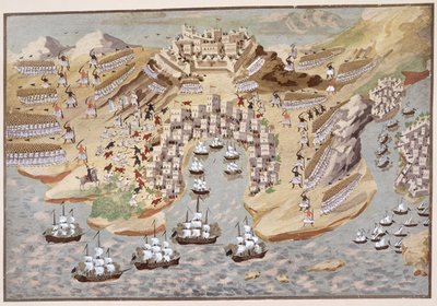 Vista aérea del oeste de Grecia centrada en Vonitsa, de la Historia Pictórica de la Guerra de Independencia Griega de Greek School