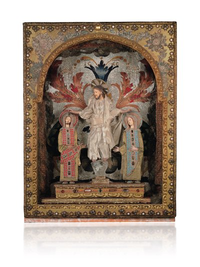 Cristo en un pedestal de cristal de roca, flanqueado por el emperador Romanos II (938-963) y la emperatriz Eudoxia (945-949) de Greek School