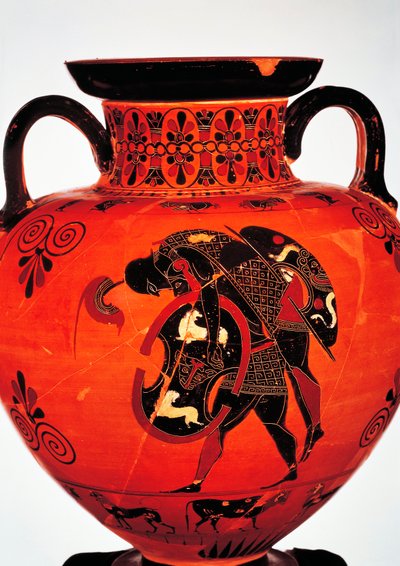 Civilización griega, siglo VI a.C. Cerámica de figuras negras. Ánfora que representa a Áyax llevando el cuerpo de Aquiles. de Greek School