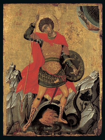 Icono de San Jorge Matando al Dragón de Greek School