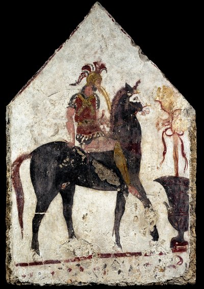 Losa pintada, el llamado jinete negro, de Paestum, Andriuolo, tumba 58 de Greek School
