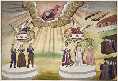 Oraciones a los Dioses por la Liberación de Grecia, placa 1 de Historia Pictórica de la Guerra de Independencia Griega por el General Makryjannis de Greek School