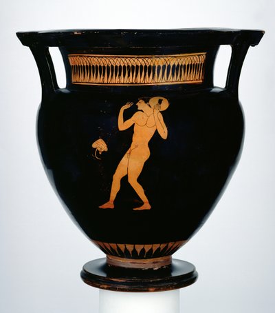 Crátera de figuras rojas que representa a un lanzador de disco de Greek School