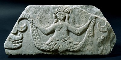 Relieve que representa una sirena de doble cola, posiblemente de las Cícladas, finales del siglo XVIII (mármol) de Greek School