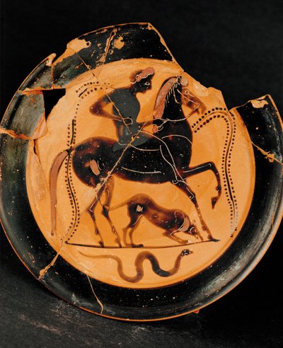 Jinete y su perro (arcilla) de Greek School